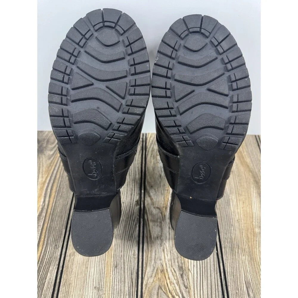 Womens Born Concept Heeled Clog Shoe Open Back Black Leather US 10